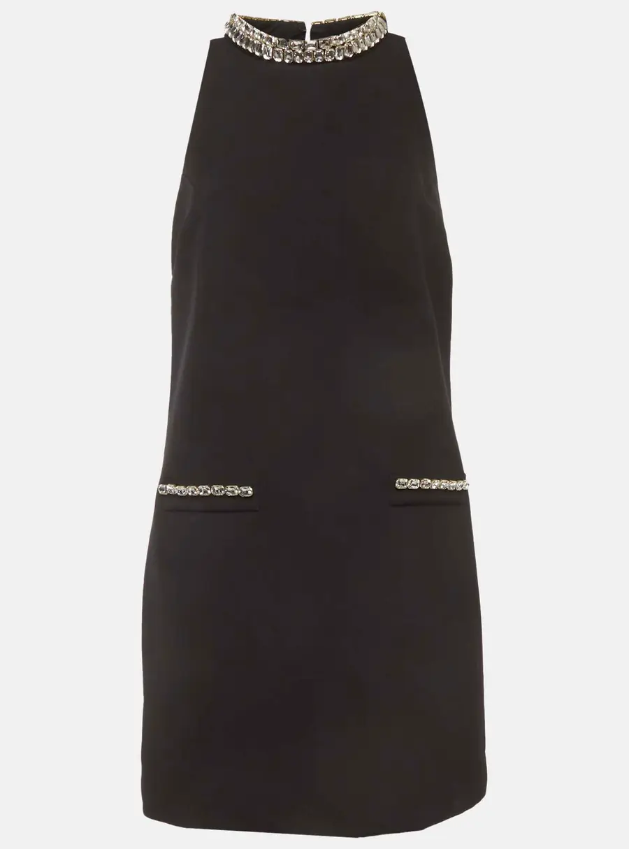 Sandro Black Crystal Embellished Crepe Mini Dress M