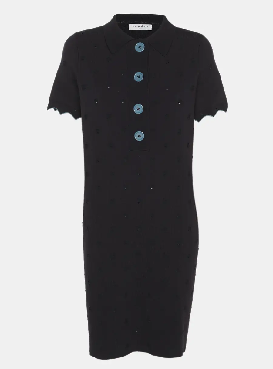 Sandro Navy Blue Stretch Crepe Mini Dress S