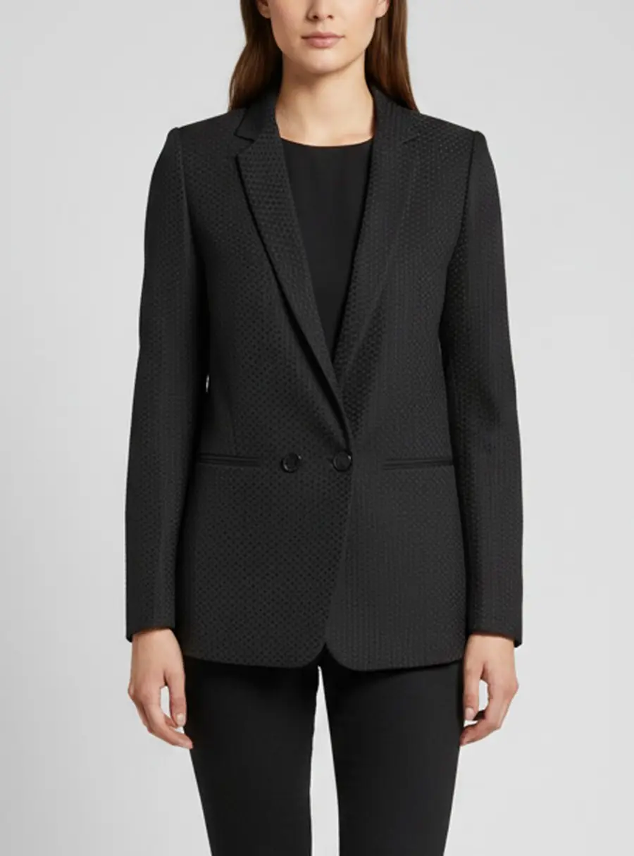 Sandro Black Textured Synthetic Double Breasted Verica Blazer S