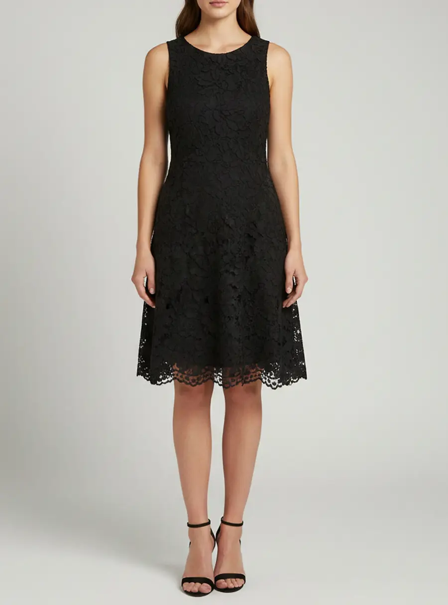 Sandro Black Guipure Lace Sleeveless Midi Dress M