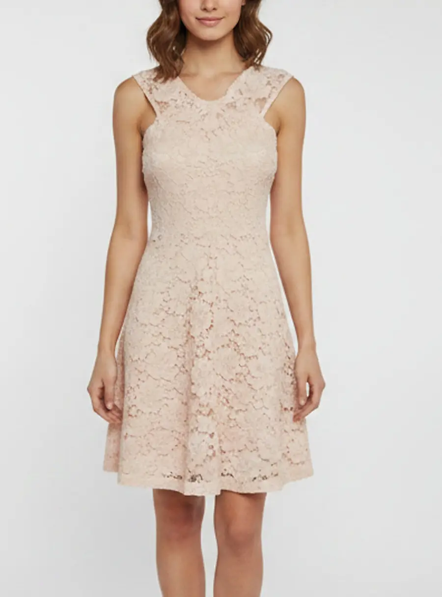Sandro Powder Pink Guipure Lace Sleeveless Mini Dress S