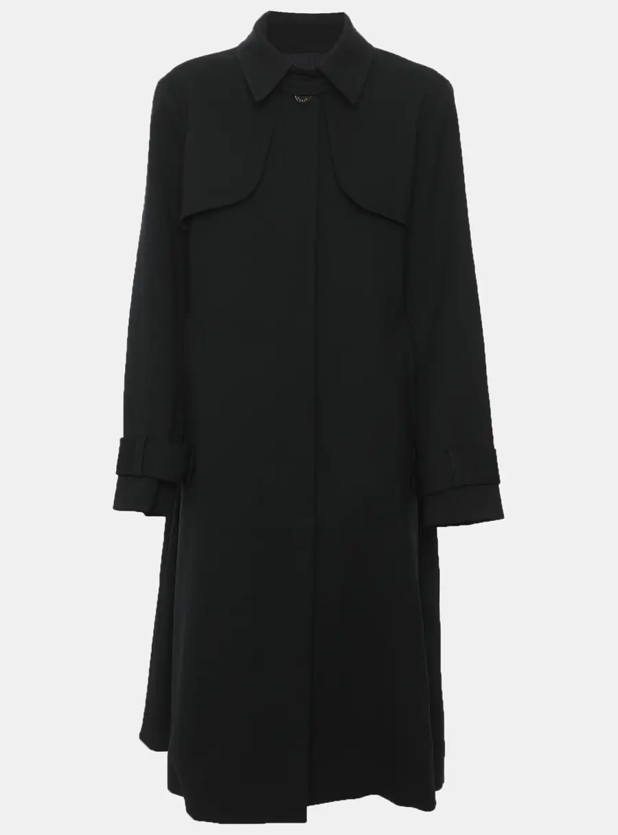 Sandro Navy Blue Gabardine Belted Trench Coat L
