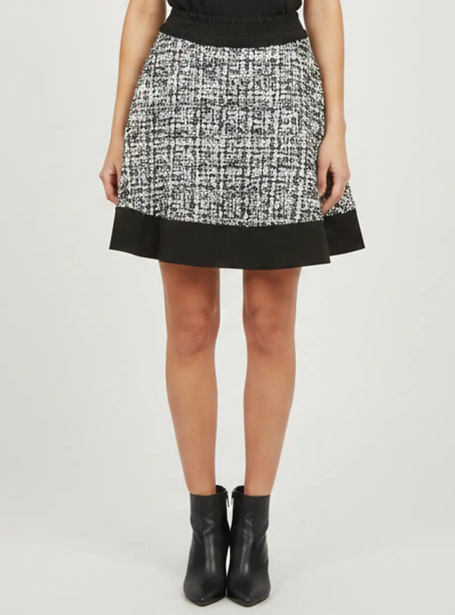 Sandro White/Black Tweed Mini Skater Skirt L