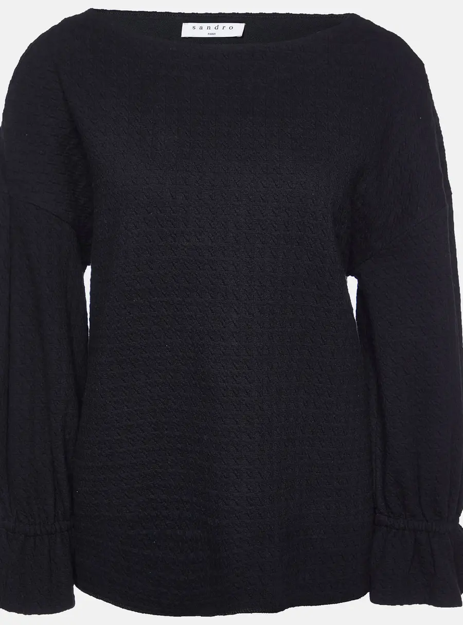 Sandro Black Cotton Lolipop Balloon Sleeve Top M