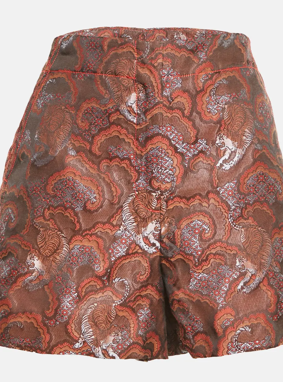 Sandro Brown Paisley Jacquard Shorts L