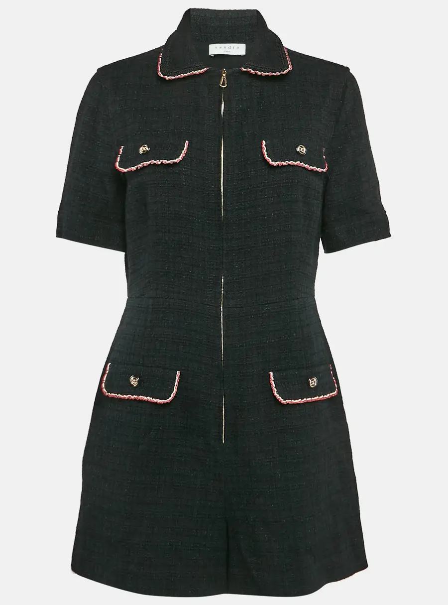 Sandro Black Tweed Playsuit L