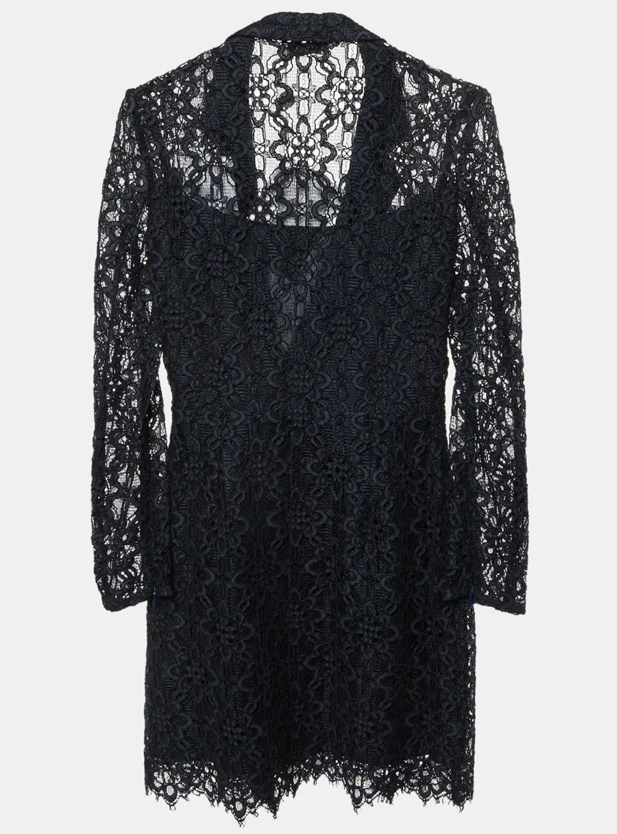 Sandro Navy Blue Lace Nanie Coat Mini Dress S