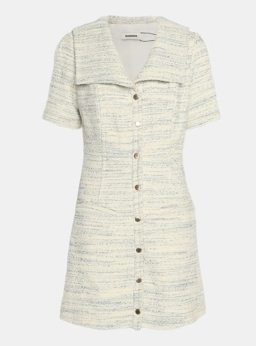 Sandro Cream/Blue Tweed Mini Dress S