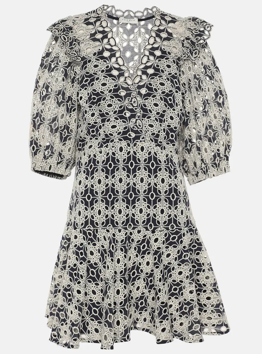 Sandro Blue/White Lace Dress M