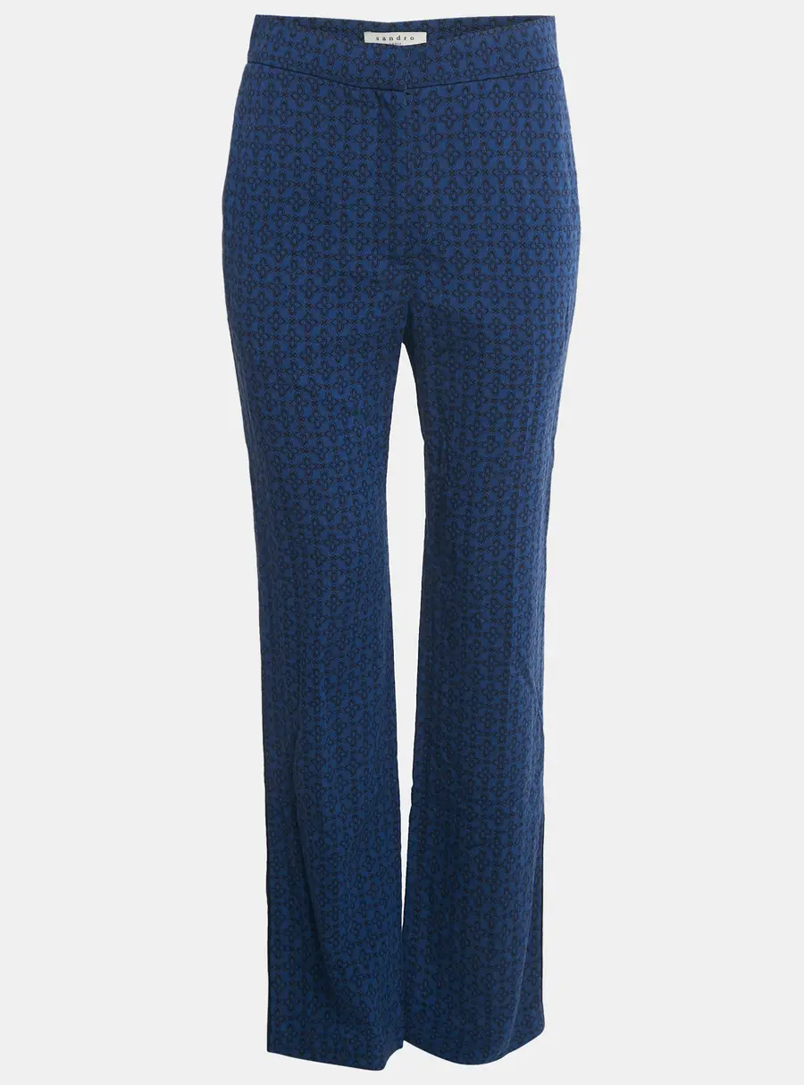 Sandro Blue Jacquard Crepe Amparo Pants L