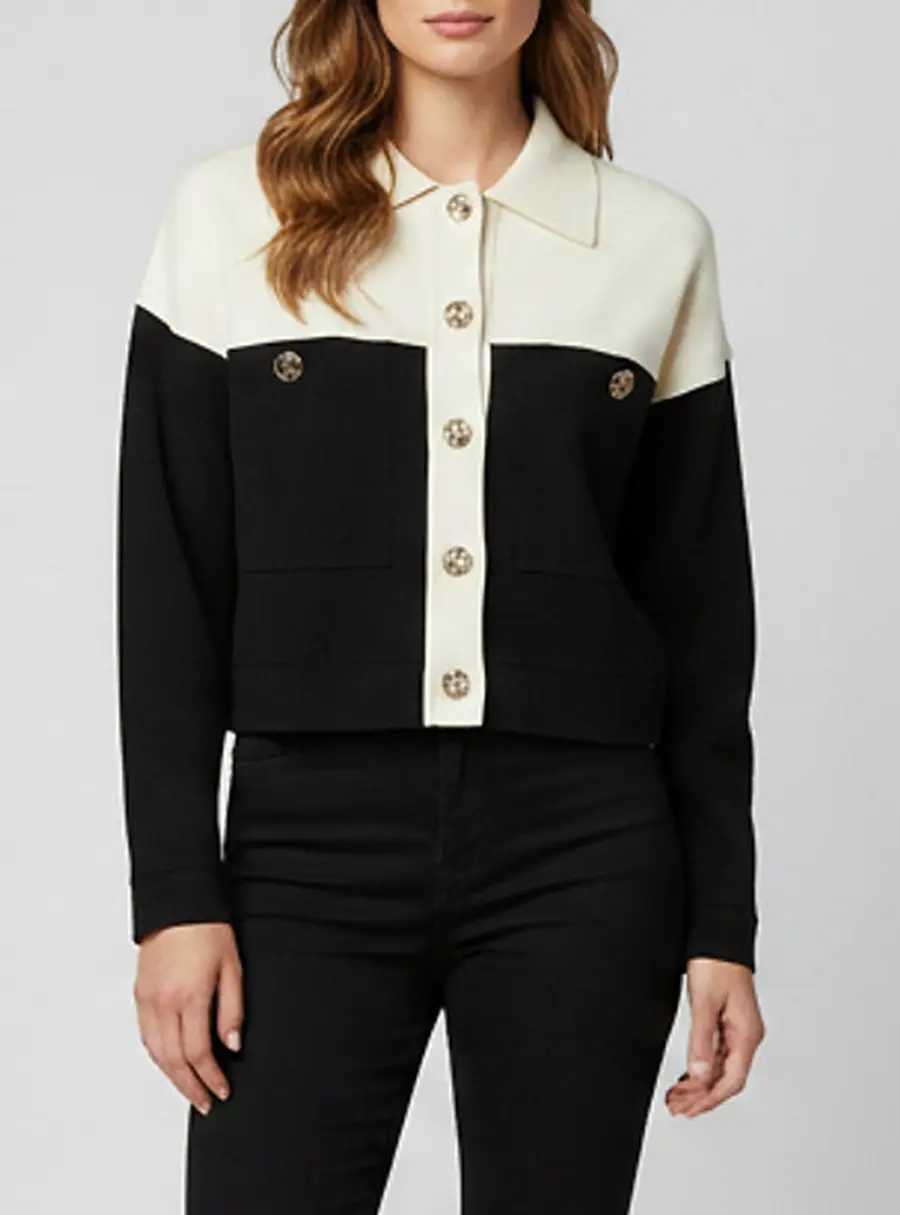 Sandro Two-Tone Knitted Oversized Cropped Coatigan S
