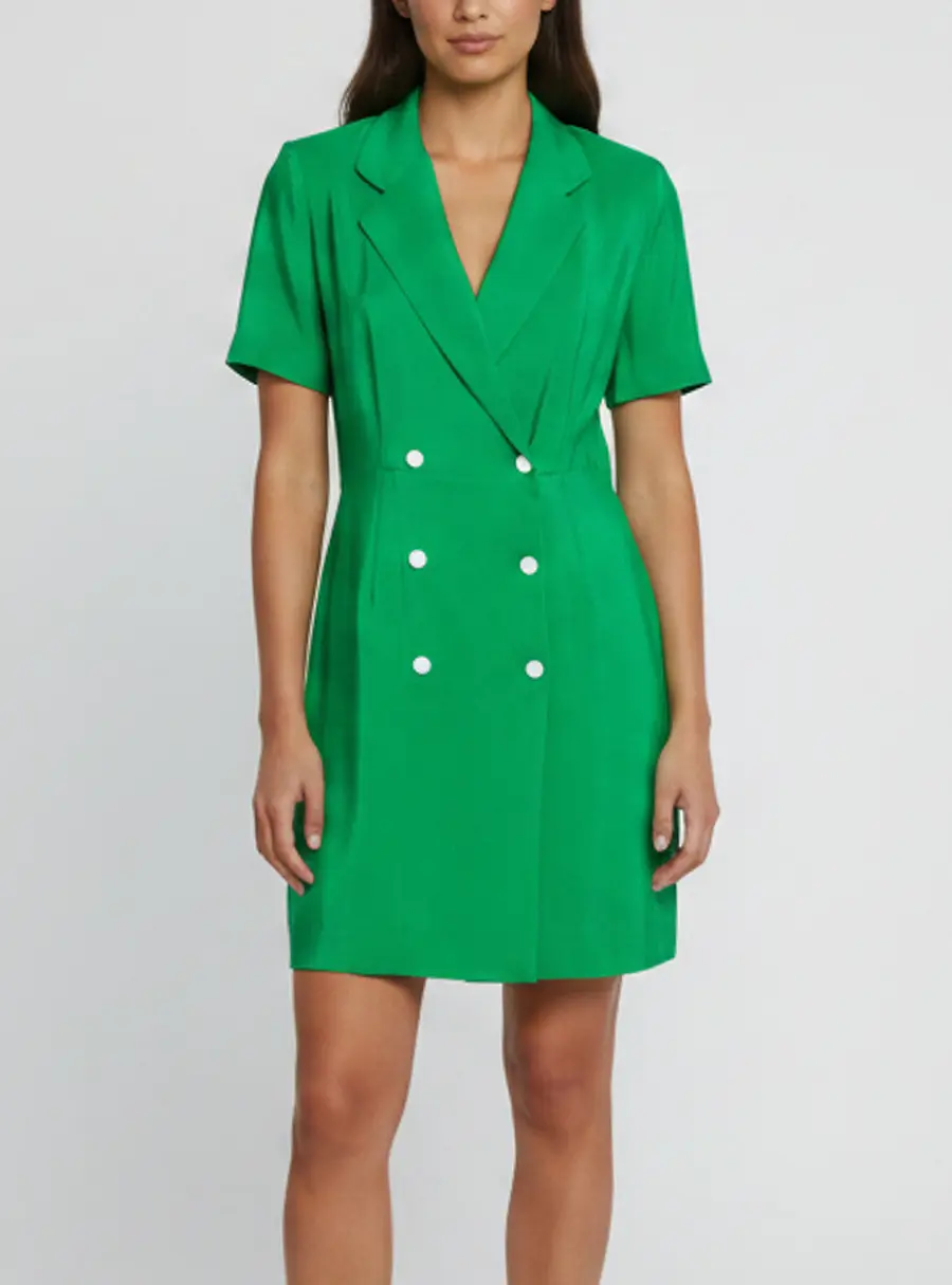 Sandro Green Jacquard Short Sleeve Maissane Mini Dress XS
