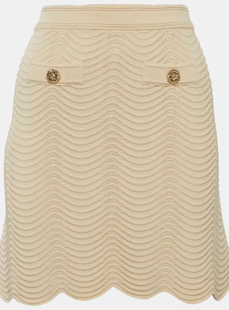 Sandro Cream Textured Knit Mini Skirt XS