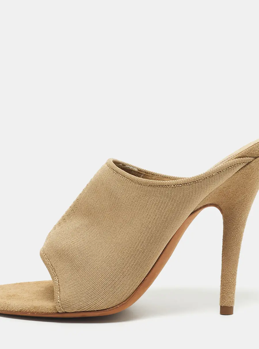 Season 6 Beige Knit Fabric Heel Mules Size 39.5