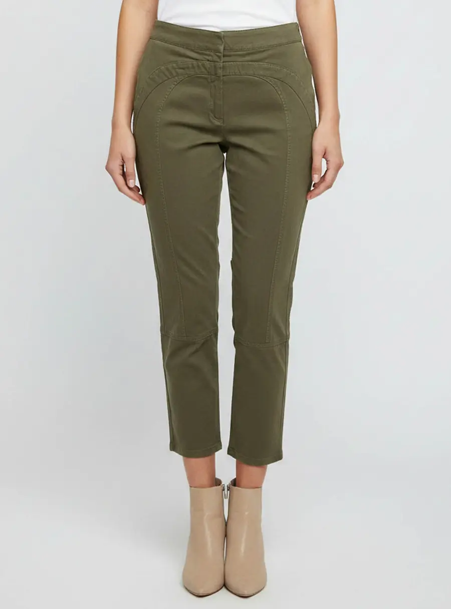 See by Chlo&eacute; Military Green Gabardine Ankle Button Jodhpur Pants L