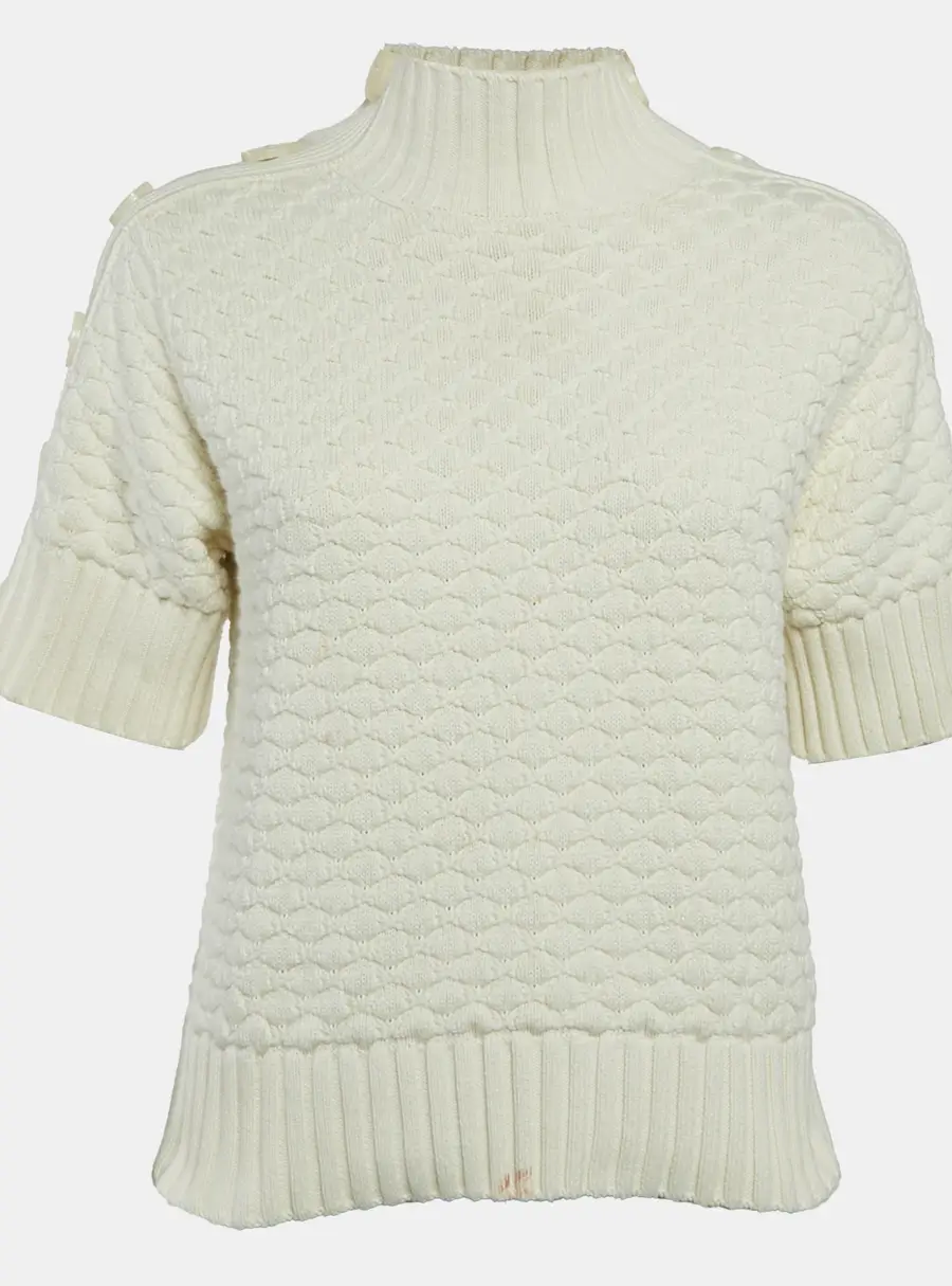 See by Chloe Cream Patterned Knit Turtleneck Sweater S
