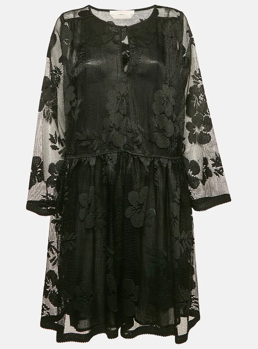 See by Chlo&eacute; Black Embroidered Mesh Short Dress L
