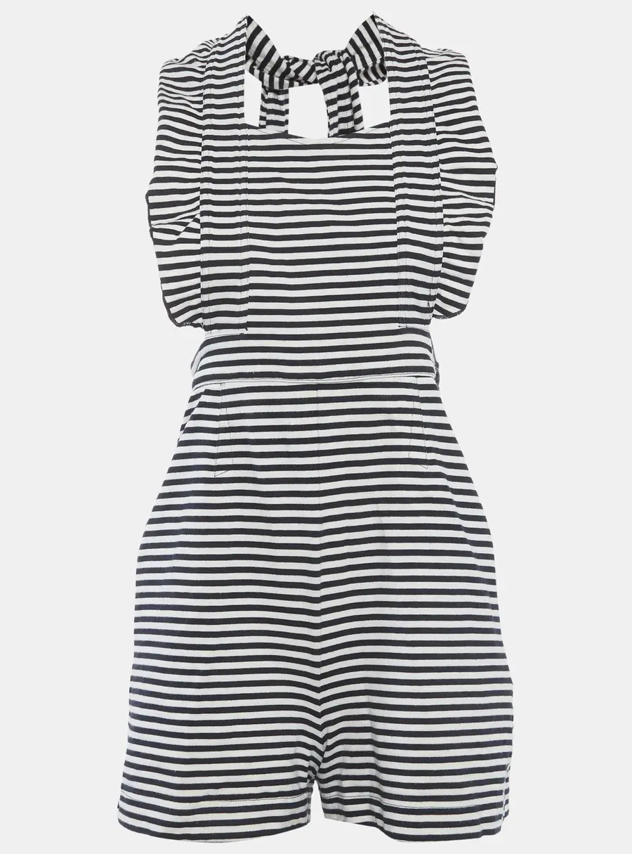 See by Chloe White/Black Striped Cotton Knit Halter Neck Playsuit M