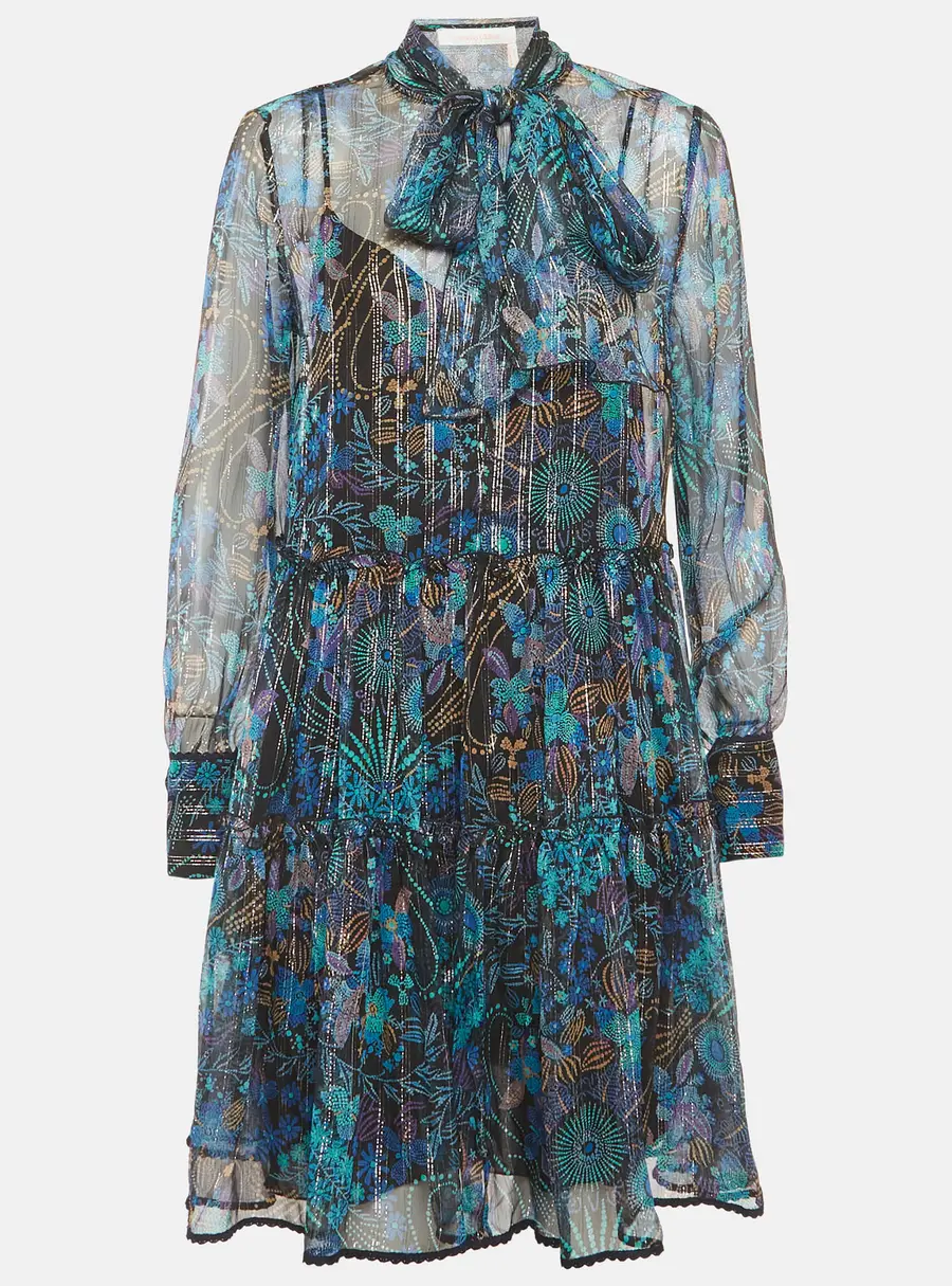 See by Chloe Multicolour Floral Print Chiffon Tiered Mini Dress M