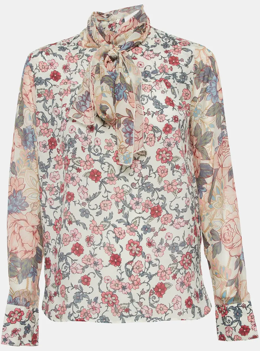 See by Chloe Multicolour Floral Print Chiffon Neck Tie Blouse M