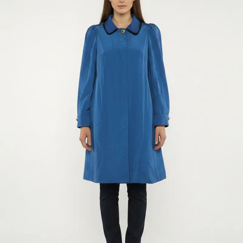 See by Chloe Blue Ottoman Nylon Blend Mid Length Coat M