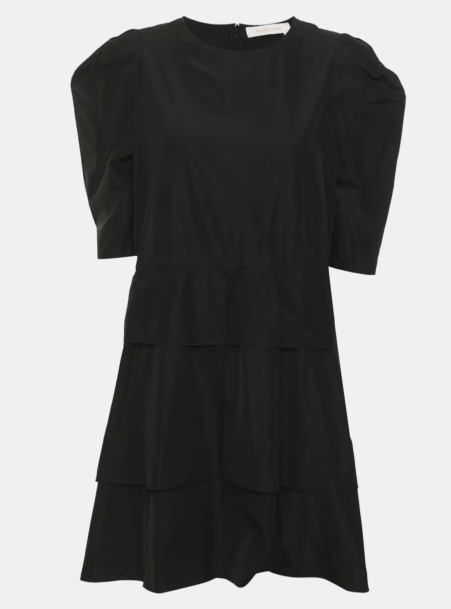 See by Chloe Black Satin Drawstring Mini Dress S