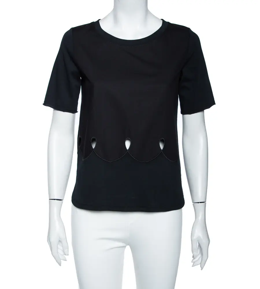 See by Chloe Black Cotton Cut Out Detail Jersey T-Shirt M