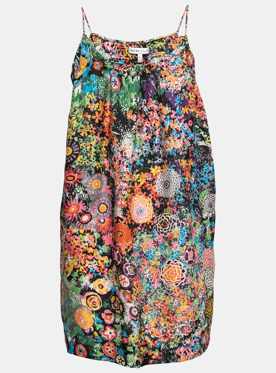 See by Chloe Multicolor Printed Silk Sleeveless Dress M