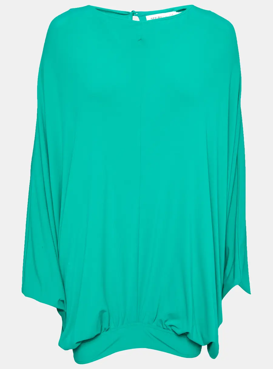 See by Chloe Green Jersey Draped Oversized Top M