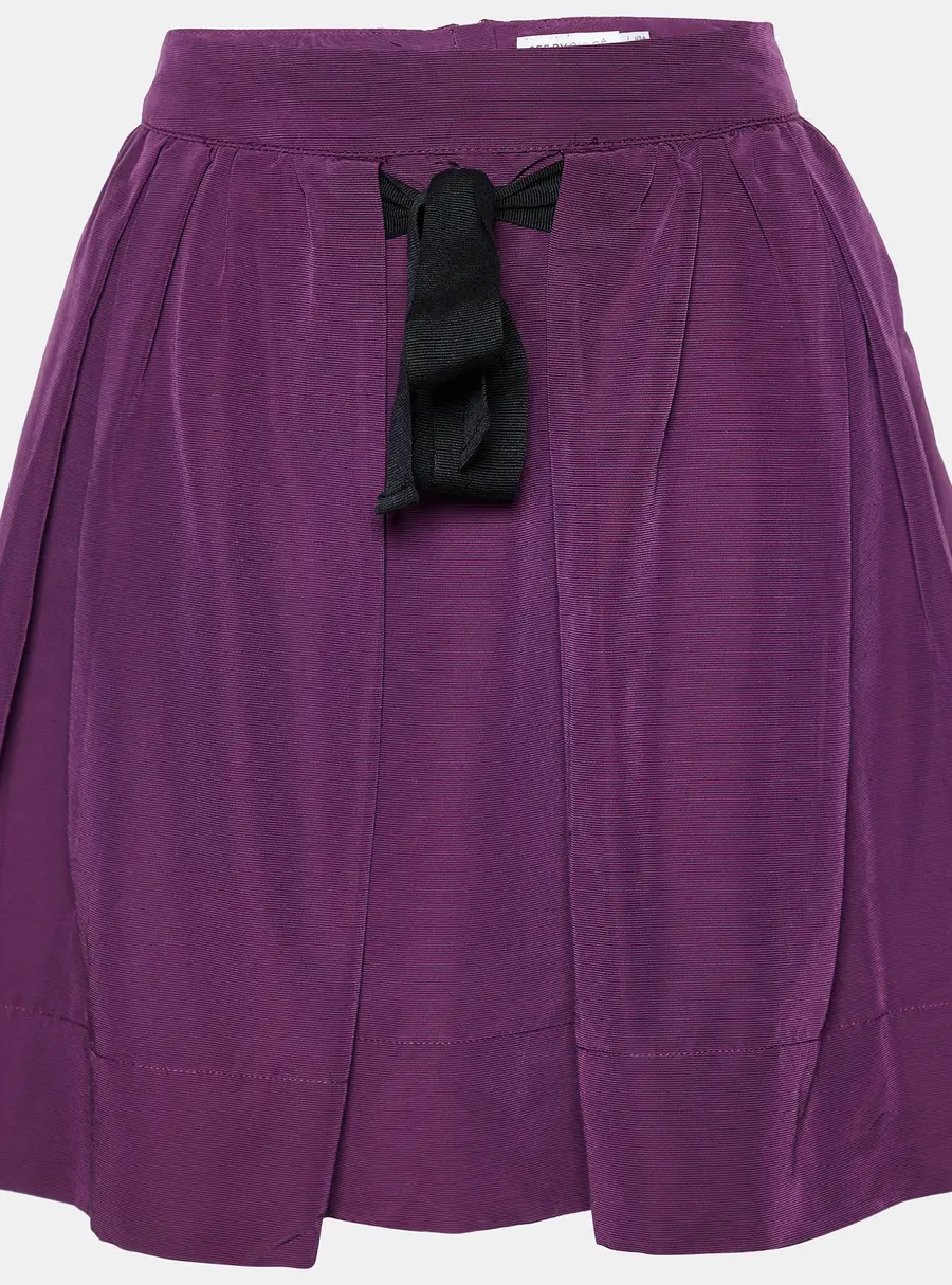 See by Chloe Purple Cotton Pleated Tie Detail Mini Skirt M
