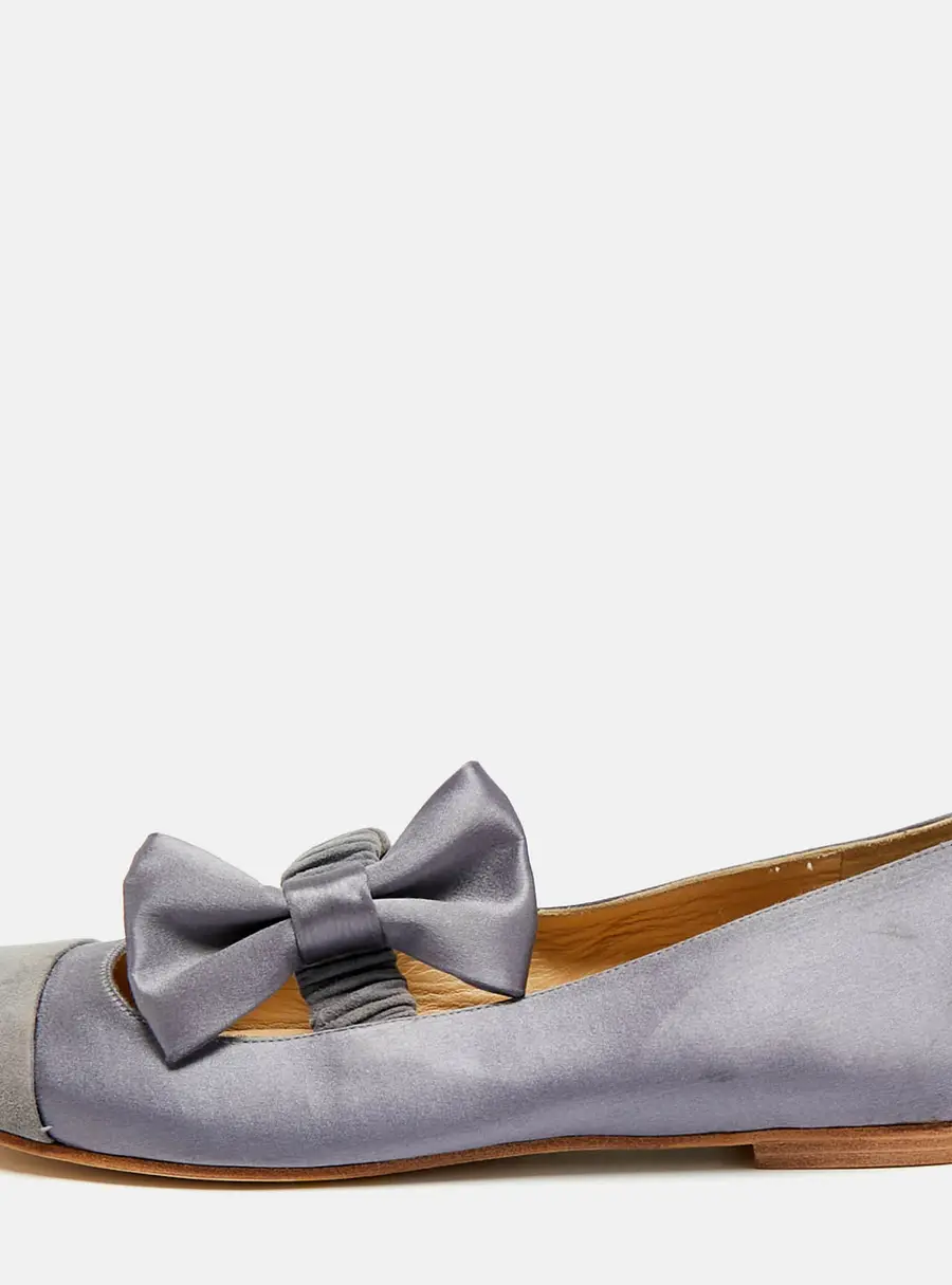 See by Chloe Size 37 Grey Suede Bow Ballet Flats