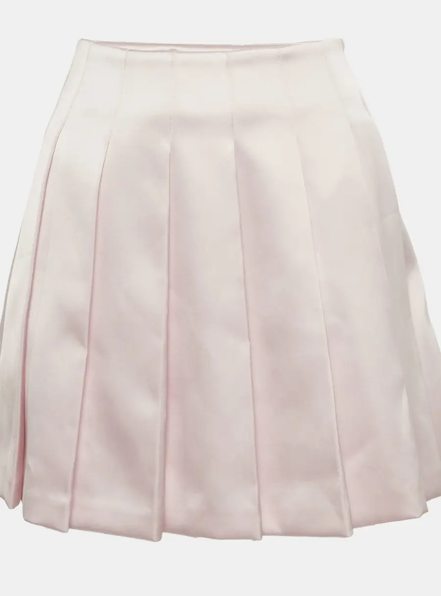 Self-Portrait Pink Satin Pleated Mini Skirt S