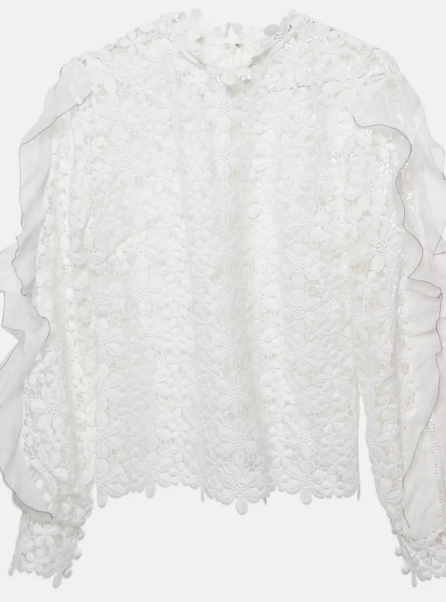 Self-Portrait Floral Lace Sheer Blouse L