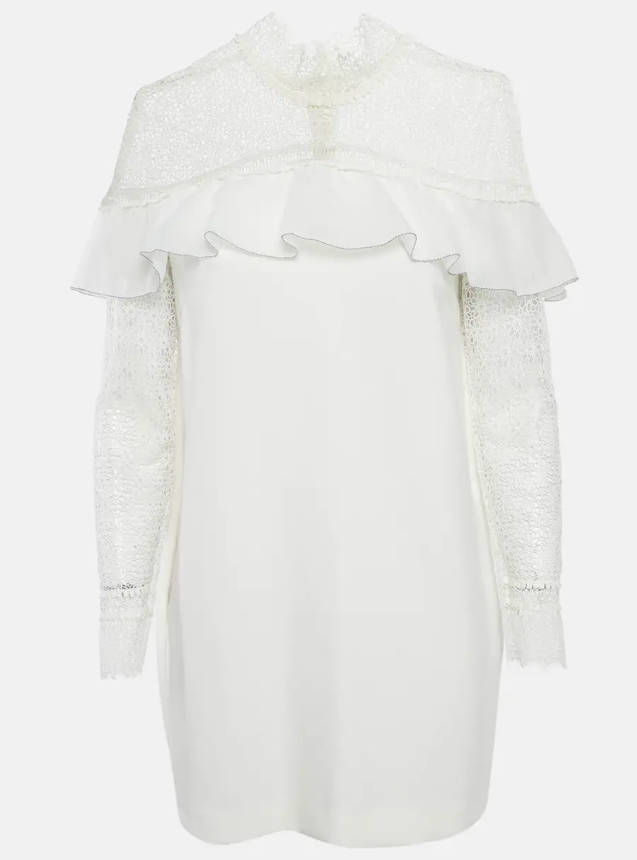 Self-Portrait Lace Trim Jersey Short DressM