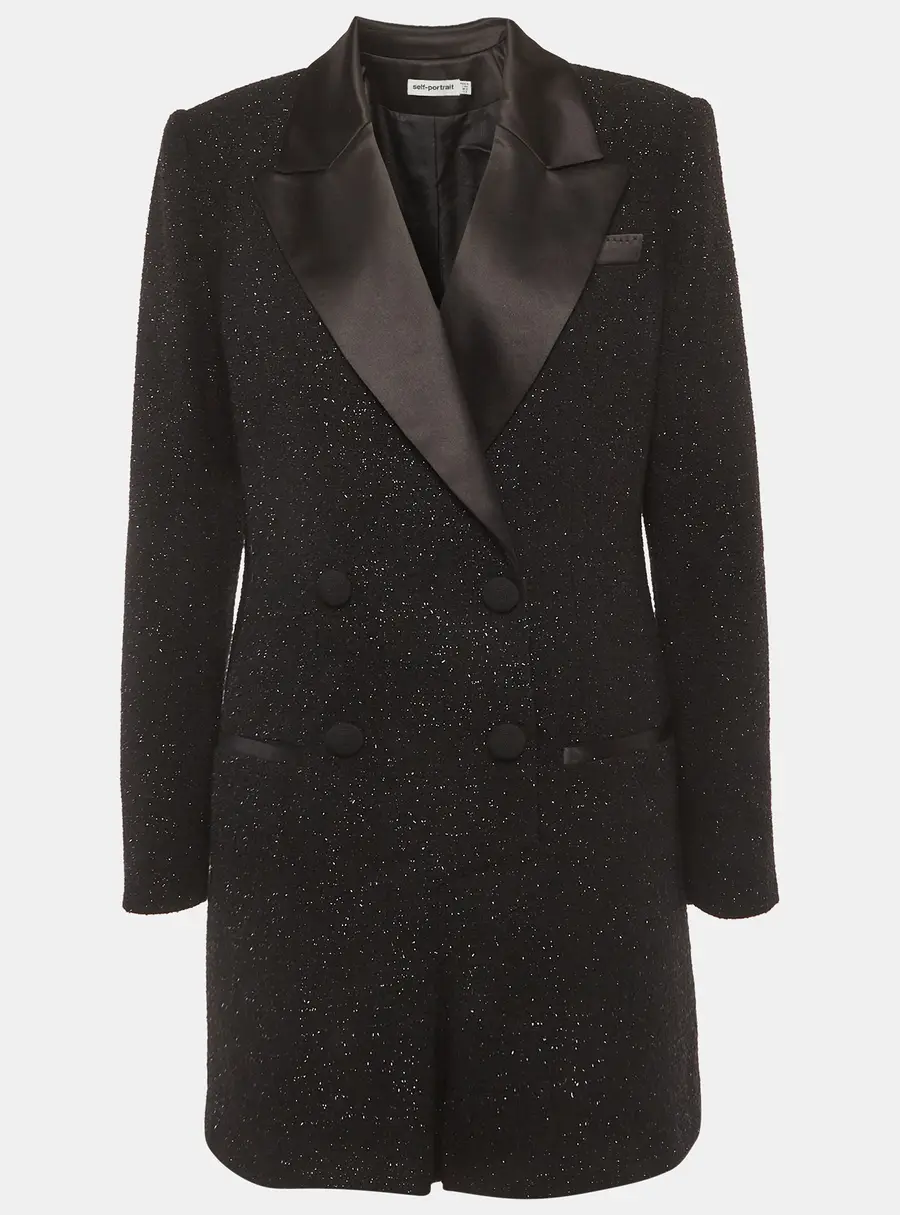 Self-Portrait Black Tweed Metallic Boucle Playsuit M