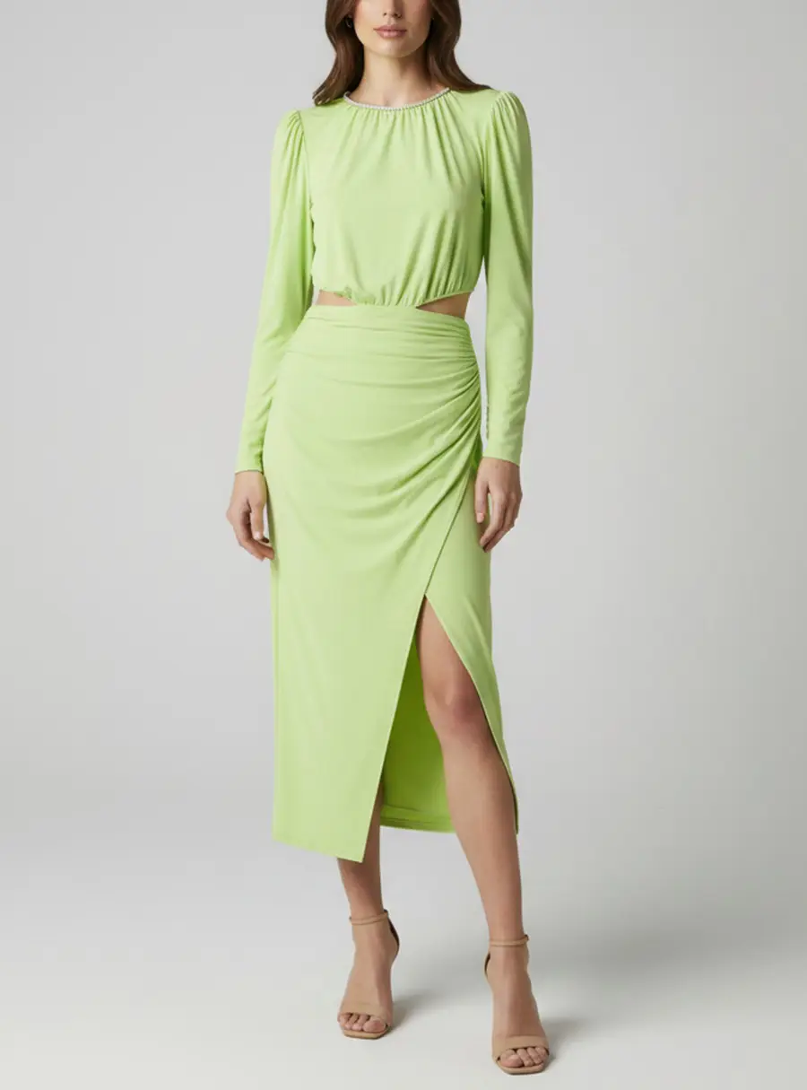Self-Portrait Green Jersey Cut Out Midi Dress S