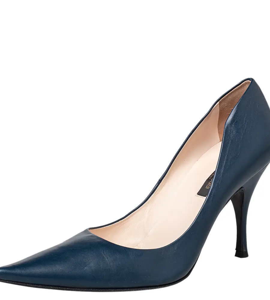 Sergio Rossi Blue Leather Pointed Toe Pumps Size 41