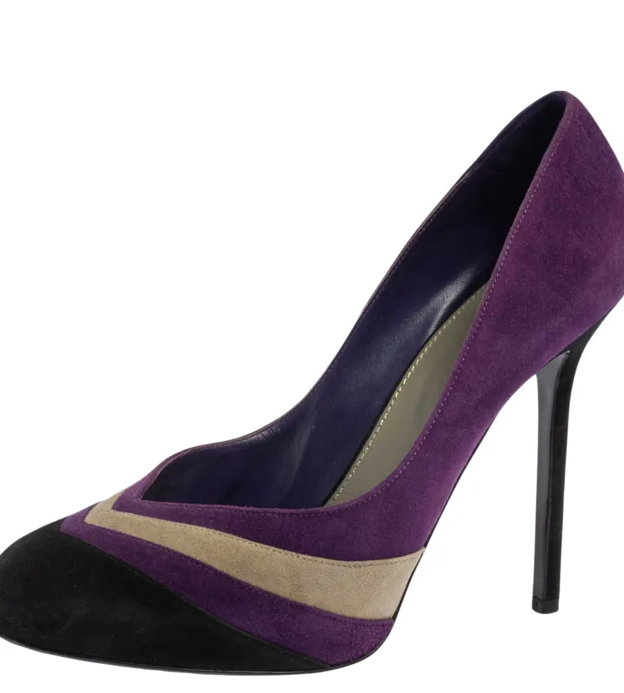 Sergio Rossi Tricolor Suede V Neck Pumps Size 39.5