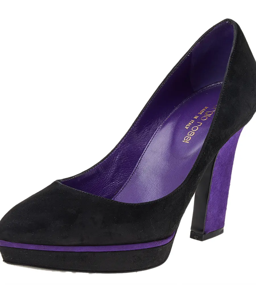 Sergio Rossi Black/Purple Suede Platform Pumps Size 36