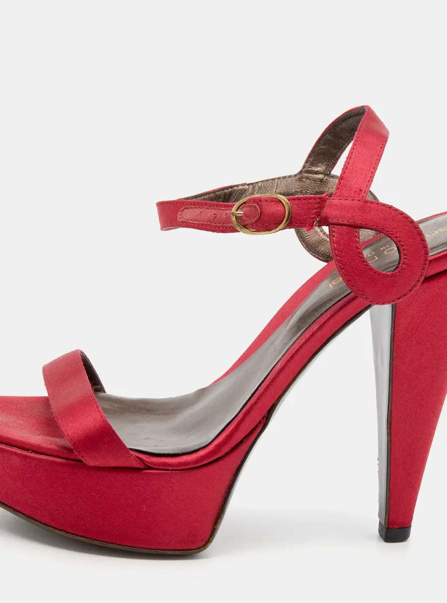 Sergio Rossi Fuchsia Satin Ankle Strap Platform Sandals Size 35.5