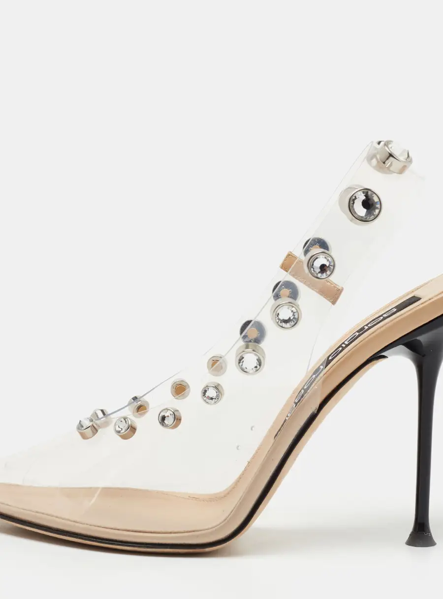 Sergio Rossi Transparent PVC Studded Slingback Pumps Size 40