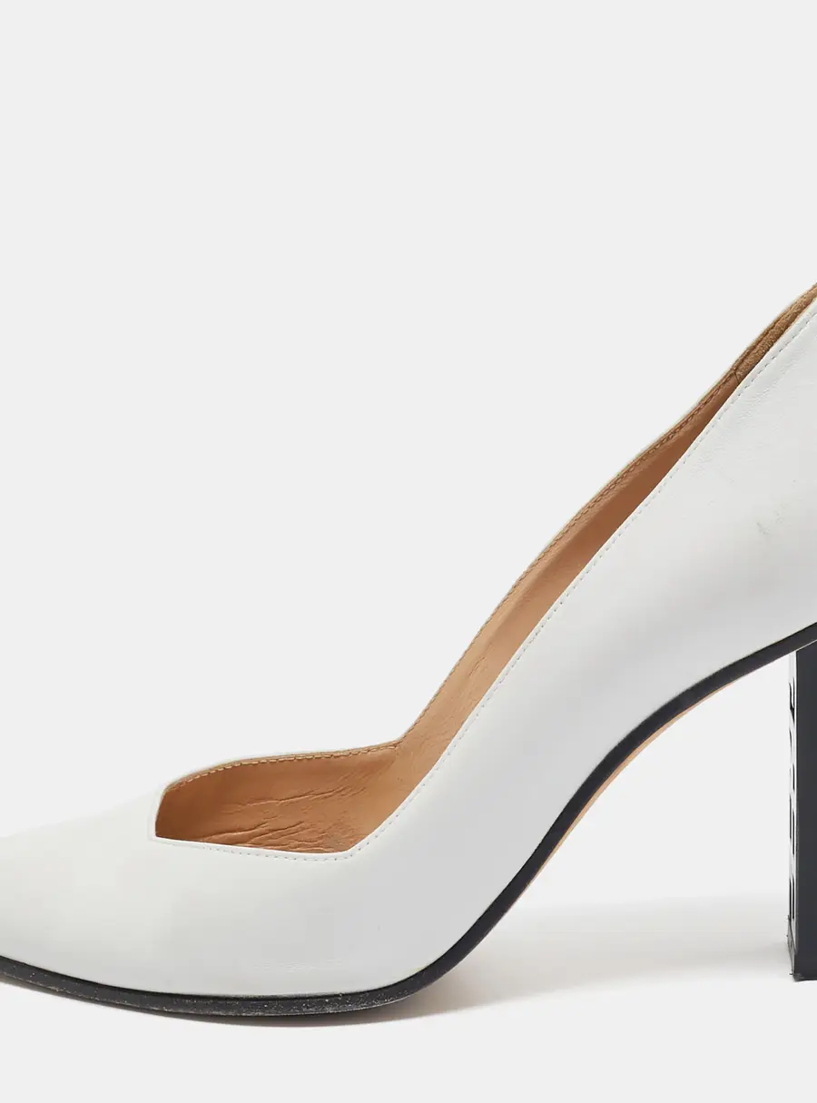Sergio Rossi White Leather Logo Heel Pumps Size 36.5