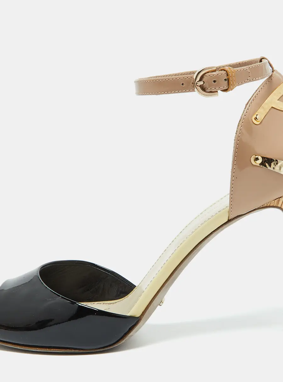 Sergio Rossi Multicolor Patent Leather Ankle Strap Sandals Size 38.5