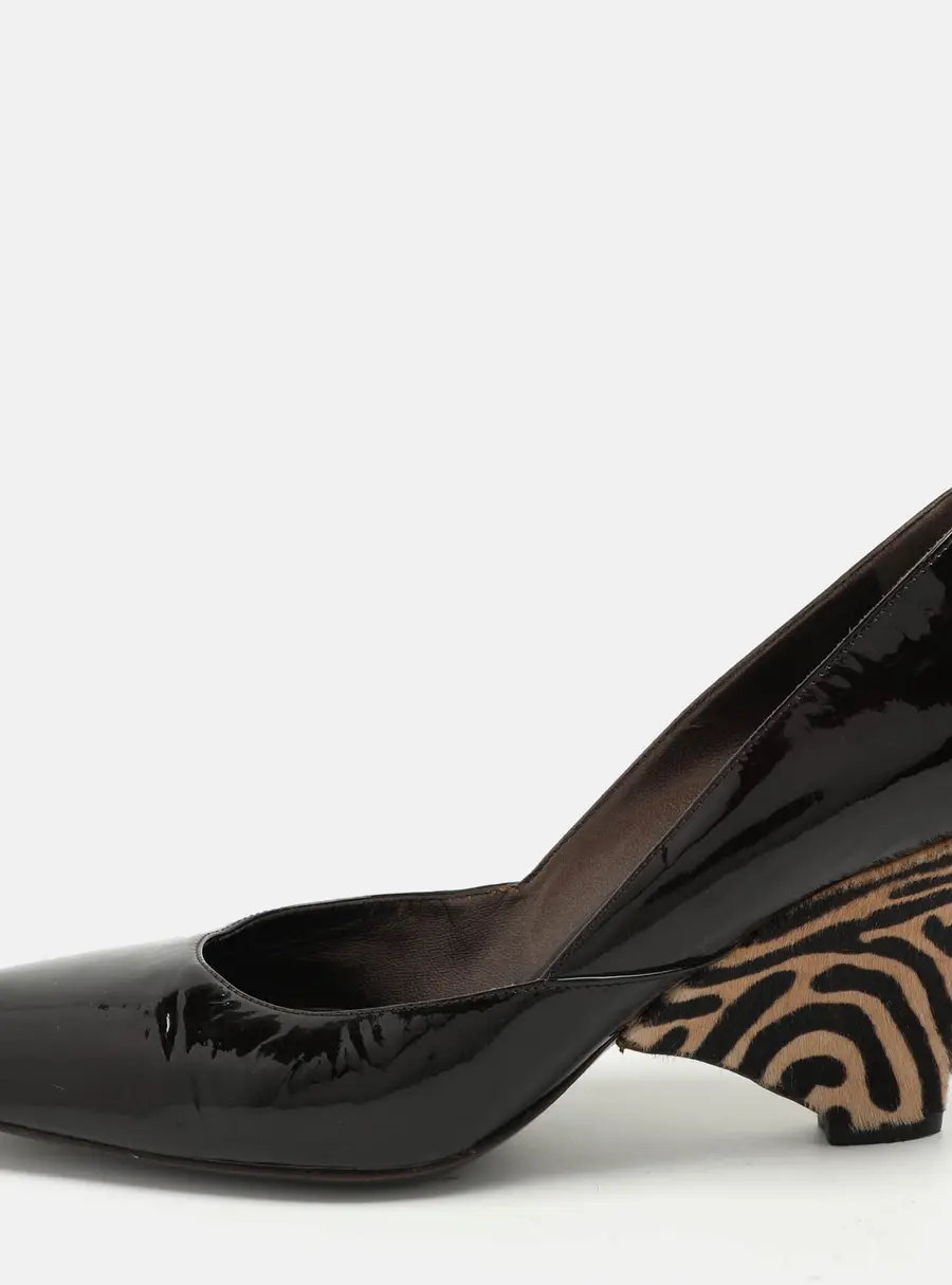 Sergio Rossi Brown Patent Leather Wedge Pumps Size 39.5