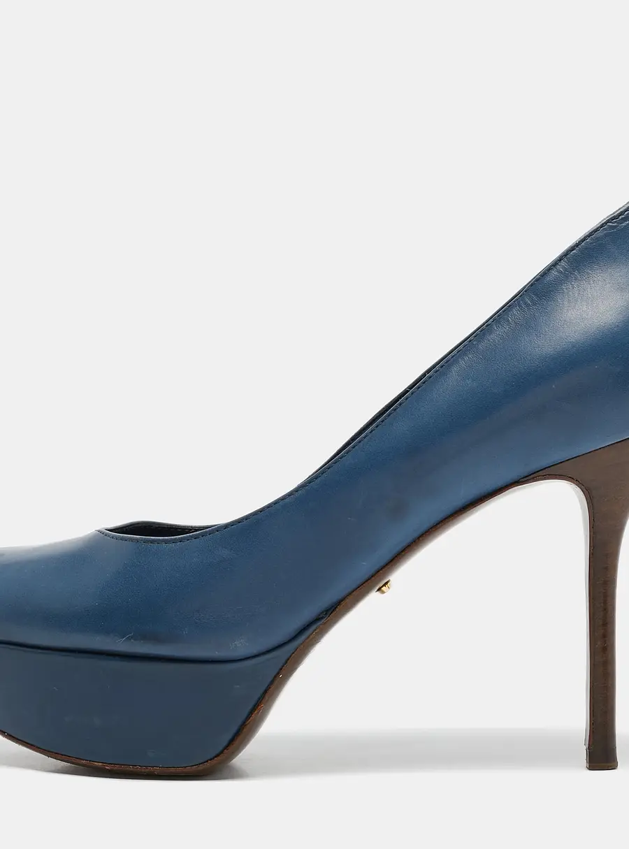 Sergio Rossi Blue Leather Platform Pumps Size 36.5