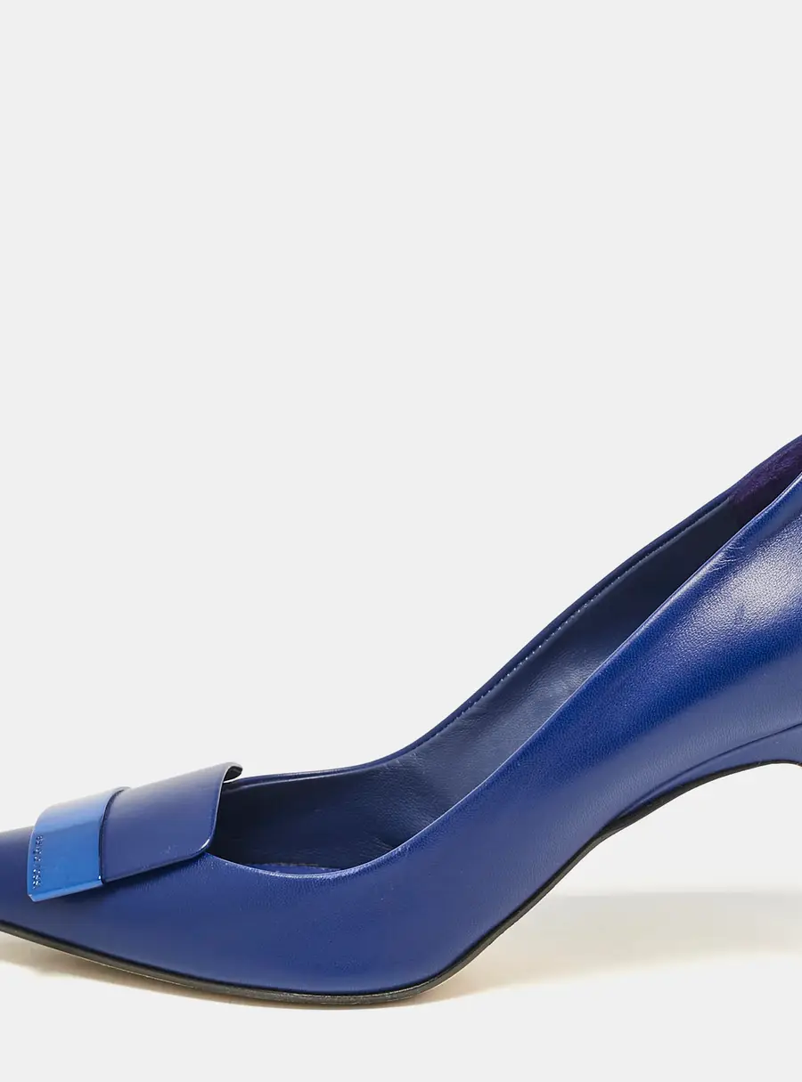 Sergio Rossi Blue Leather Pointed Toe Pumps Size 38.5