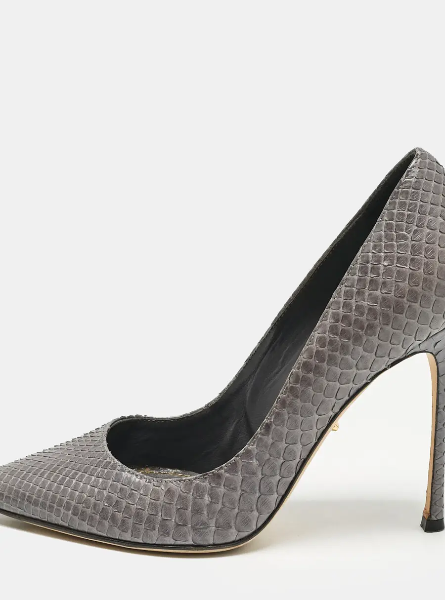 Sergio Rossi Grey Python Leather Pointed Toe Pumps Size 35
