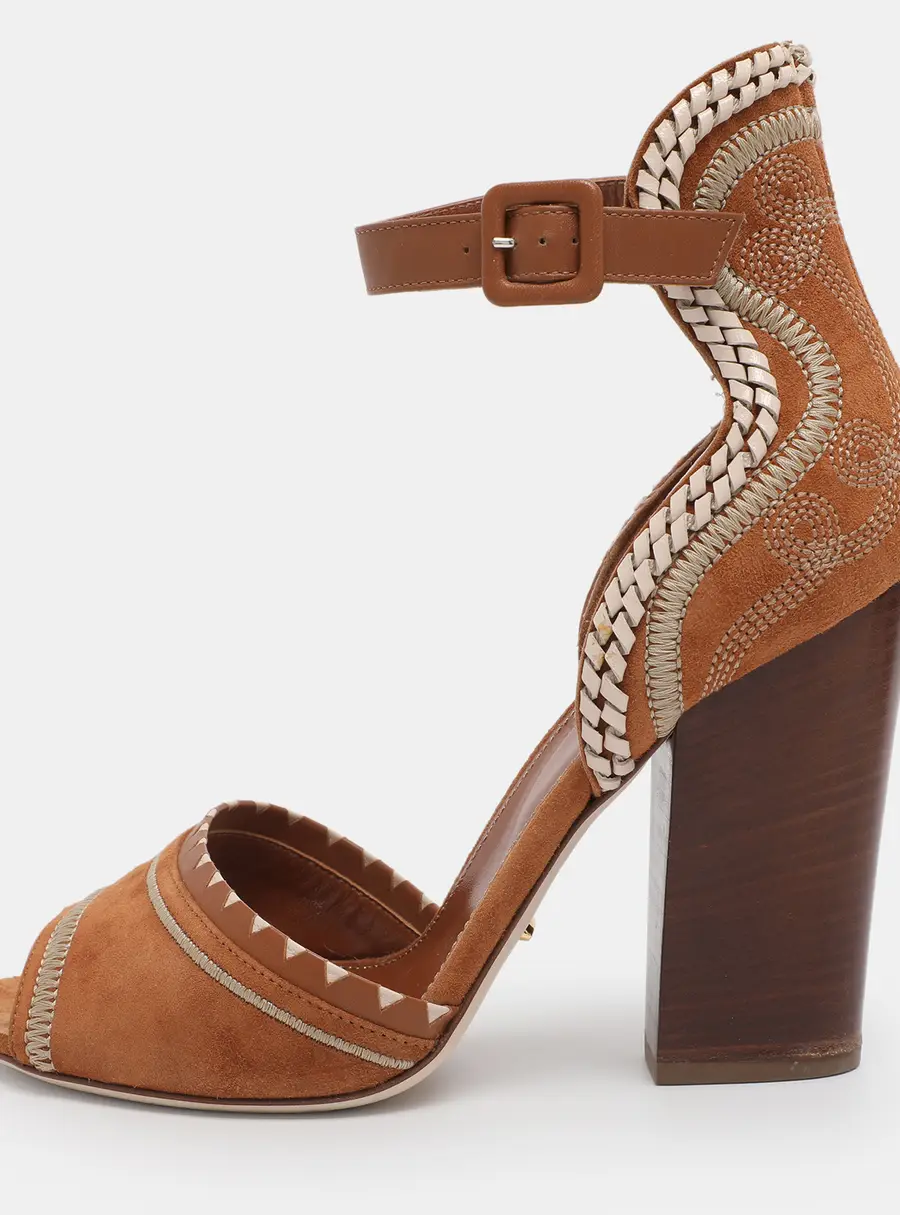 Sergio Rossi Brown Suede Ankle Strap Sandals Size 38