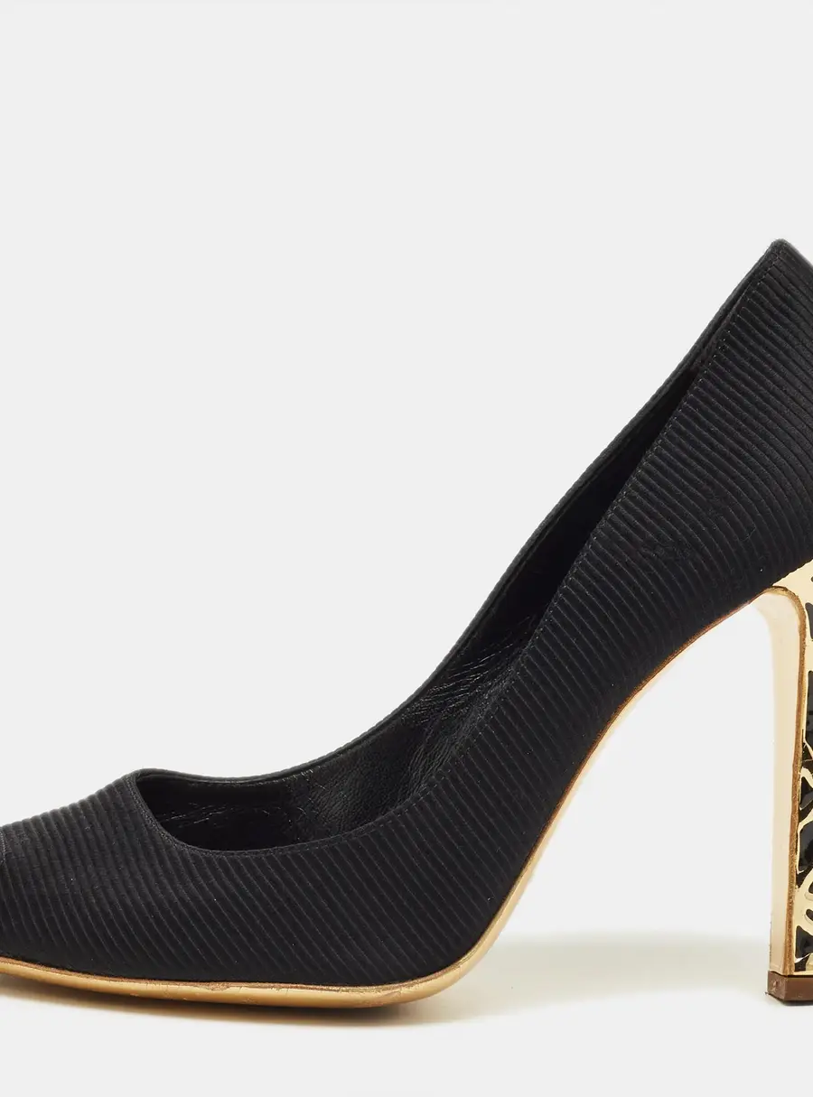 Sergio Rossi Black Fabric Peep Toe Pumps Size 41