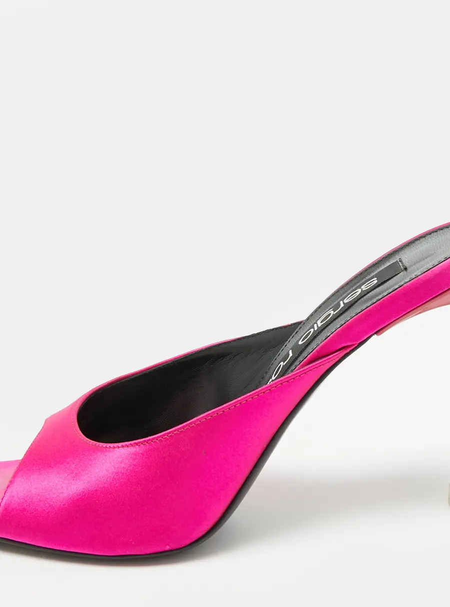 Sergio Rossi Sabot Size 37 Pink Satin Slide Sandals